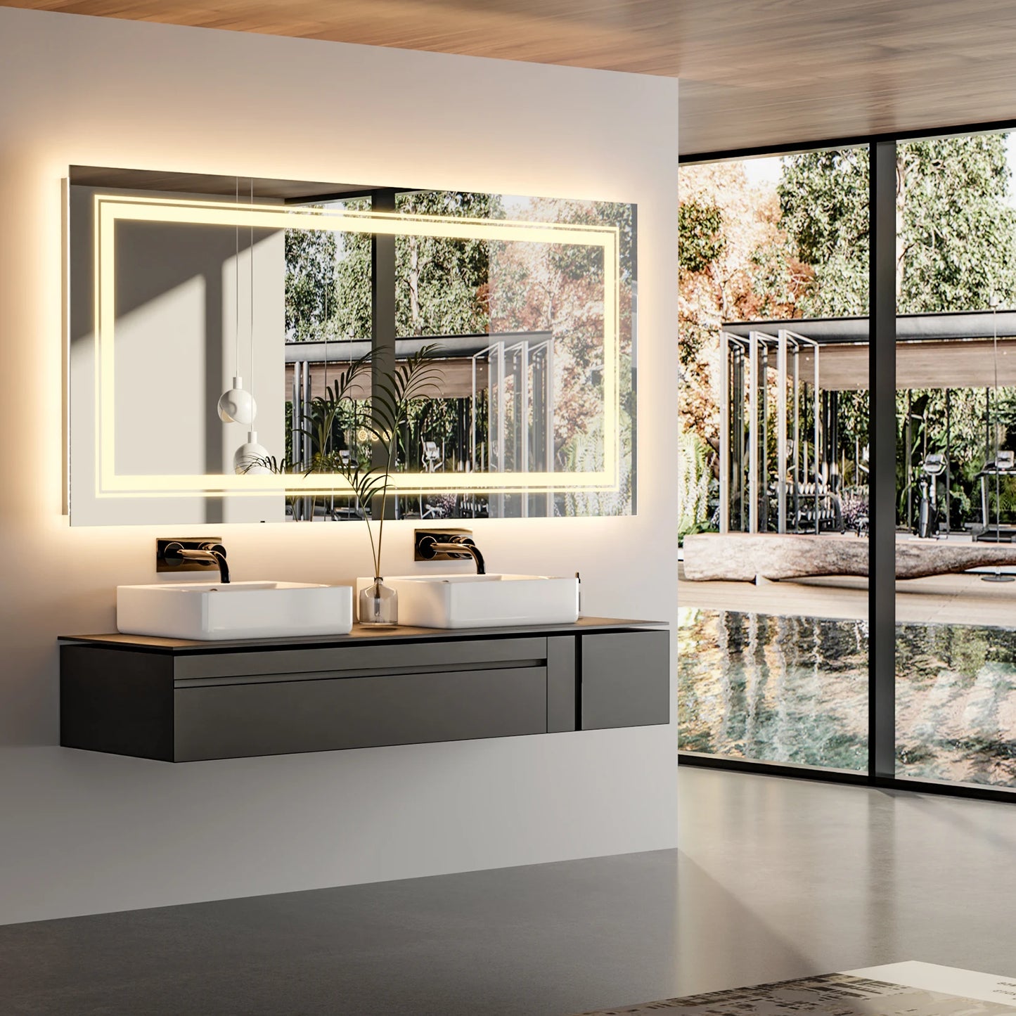 40x24 Inch LED Mirror with Front Light and Backlit