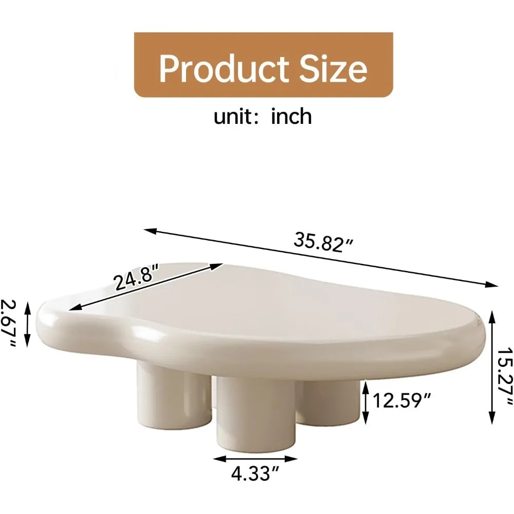 Cream White Coffee Table with 4 Legs