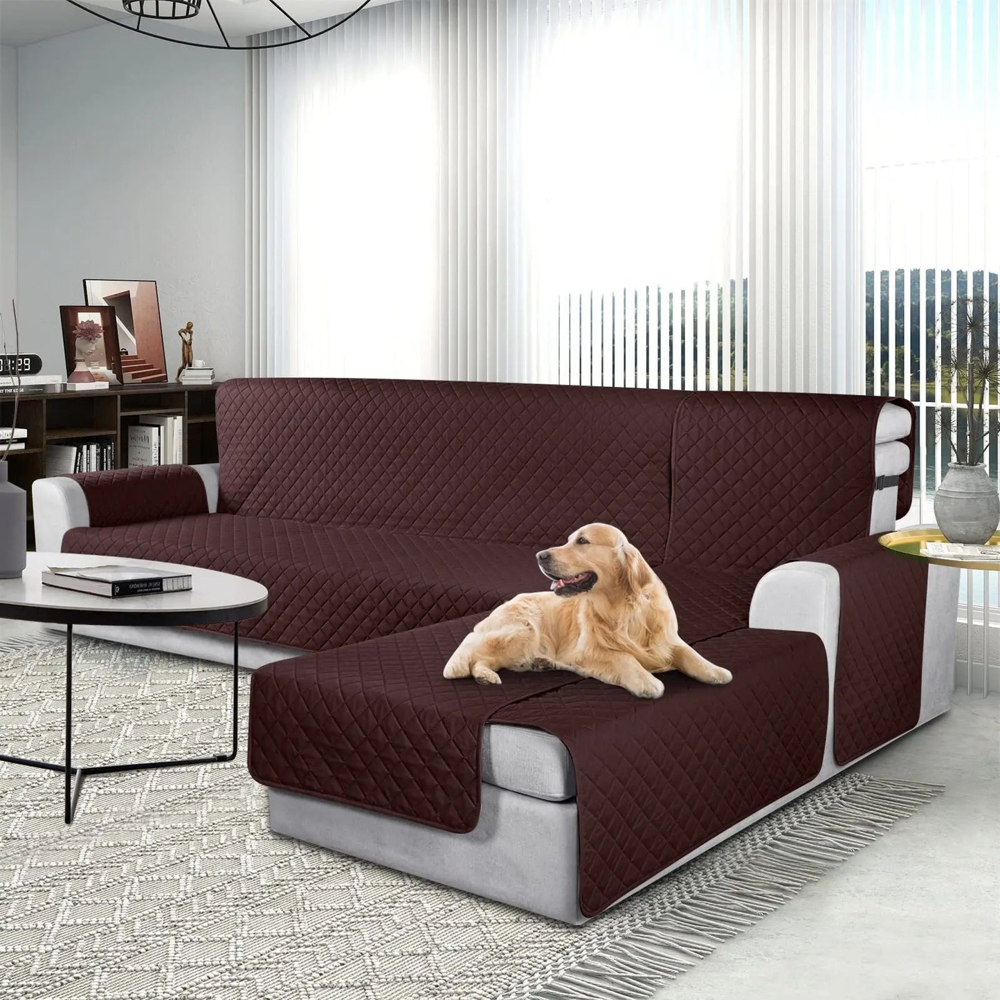 3pcs 100% Waterproof L Shaped Sofa Slipcover Protector