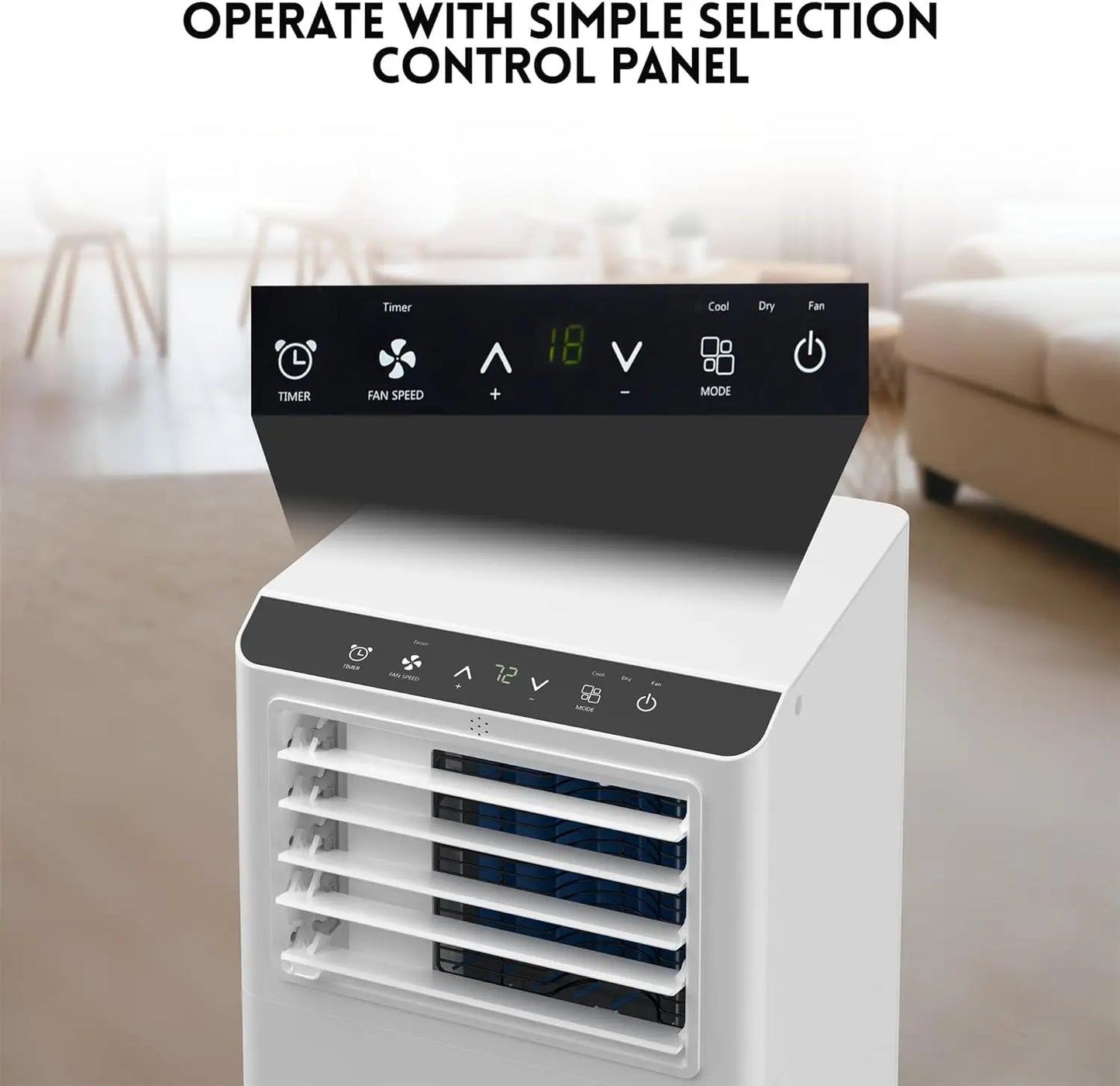 8500 BTU Portable Air Conditioner with LCD Display Remote Control