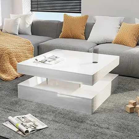 2-Tier LED Coffee Table with Storage
