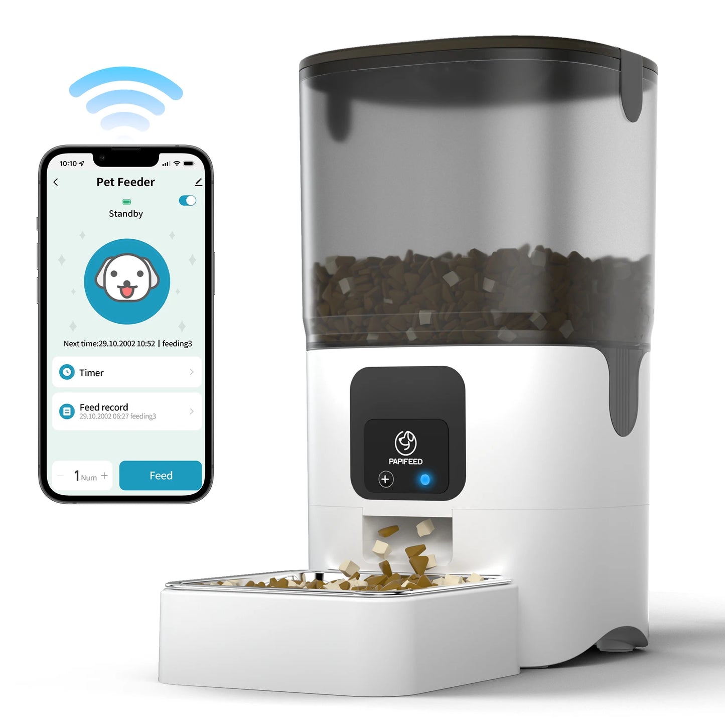 Smart Automatic Cat Wi-Fi Pet Feeder with APP Control for Remote Feeding