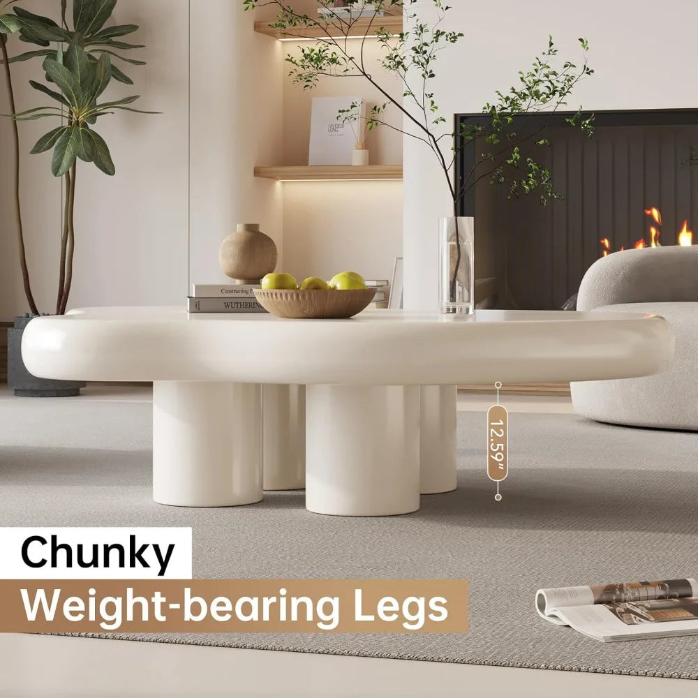 Cream White Coffee Table with 4 Legs
