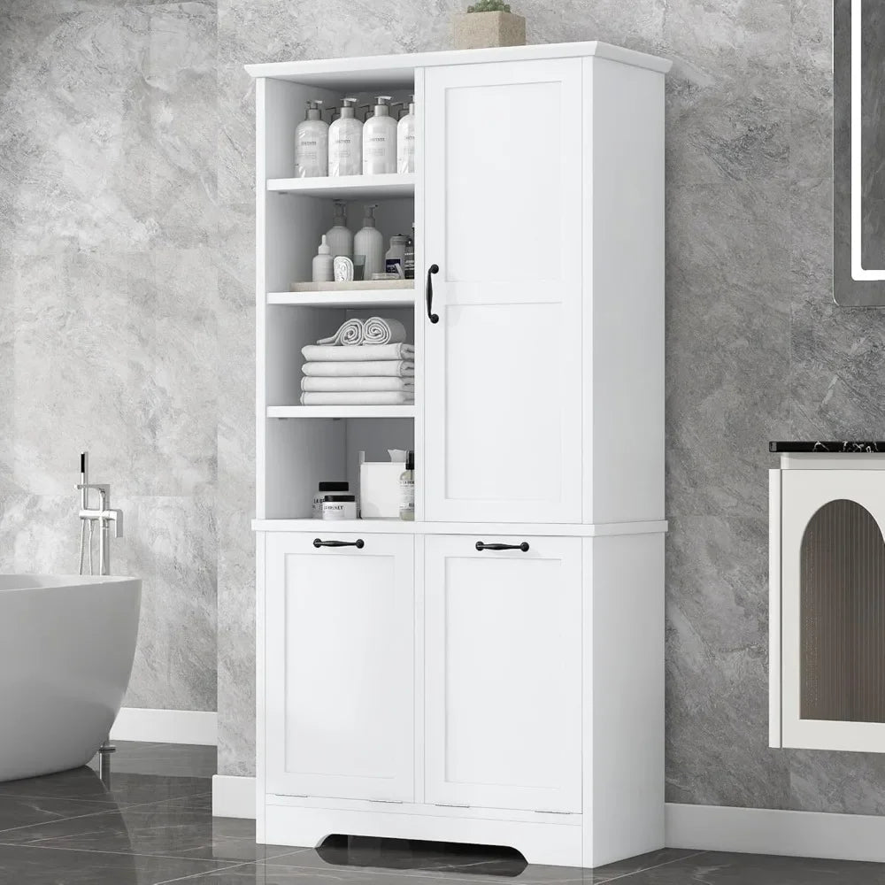 Bathroom Storage Cabinet with 2 Tilt Out Laundry Hamper