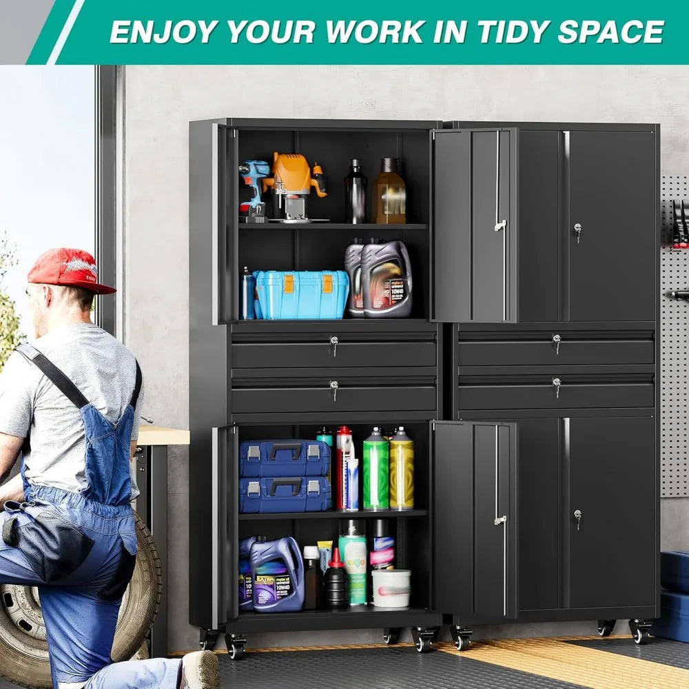 Portable Storage Cabinet with Locking Doors and Adjustable Shelves