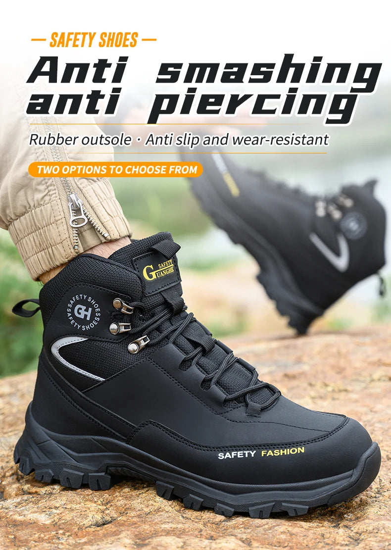 High Top Safety Shoes Men Steel Toe Work boots