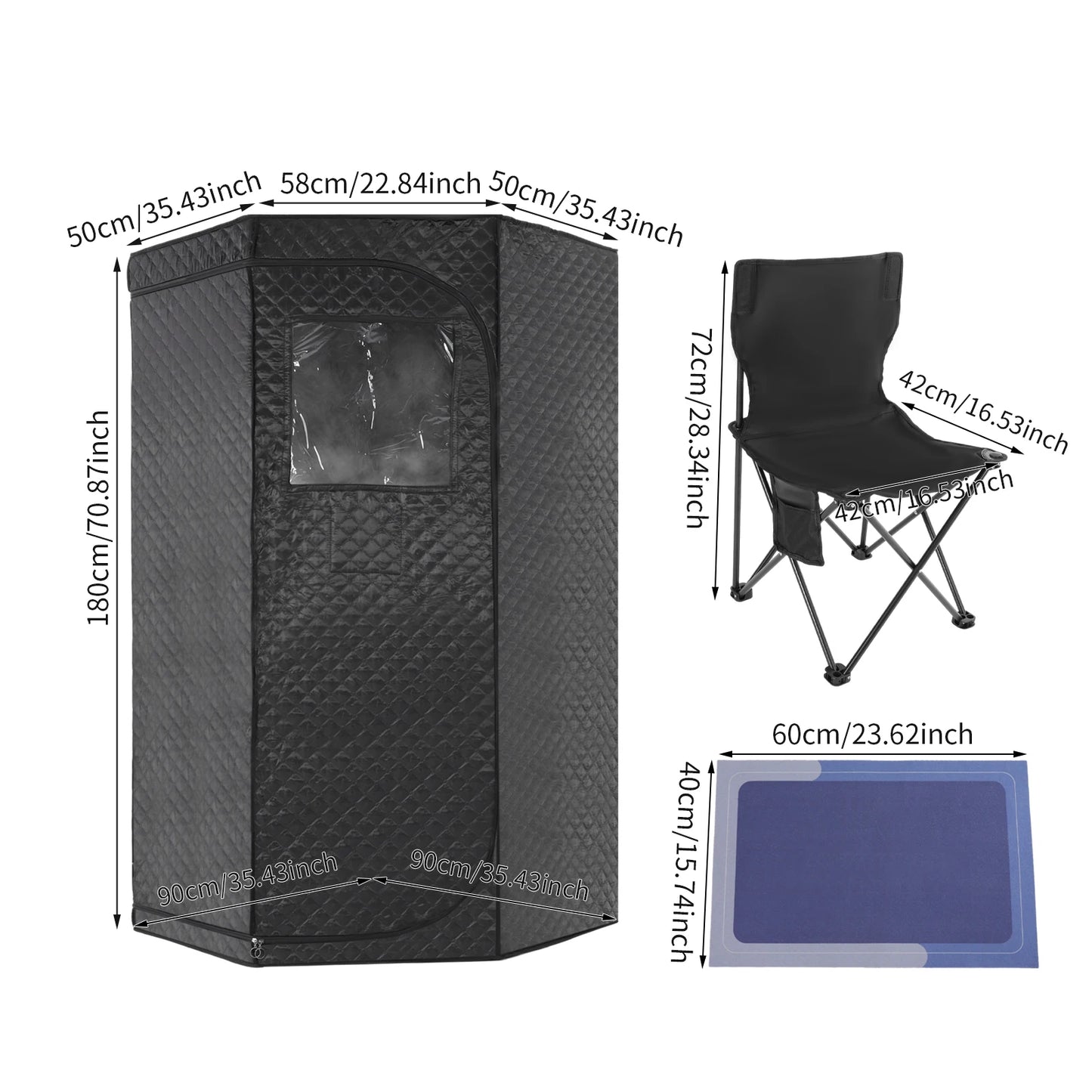 Portable Steam Sauna for Home with Remote Control Folding Chair