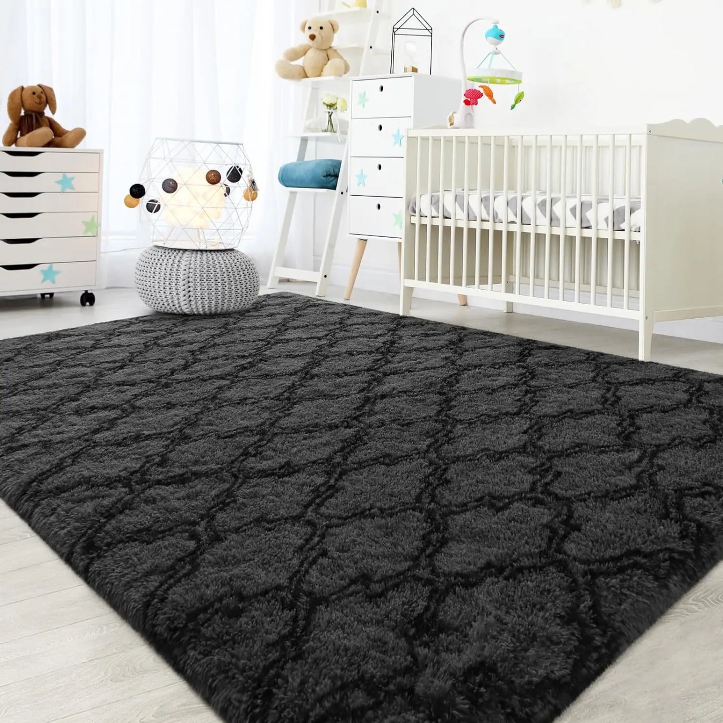 Large Shag Non-Slip Indoor Floor Rug for Kids Nursery Girl