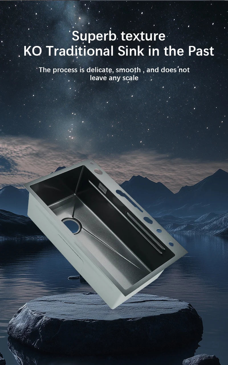 304 Stainless Steel Waterfall Kitchen Sink with Digital Display