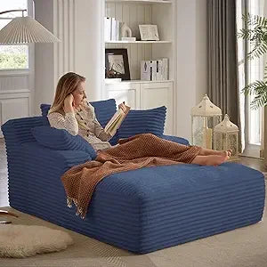 Oversized Chaise Lounge Sofa Bed with Throw Pillows and Armrests