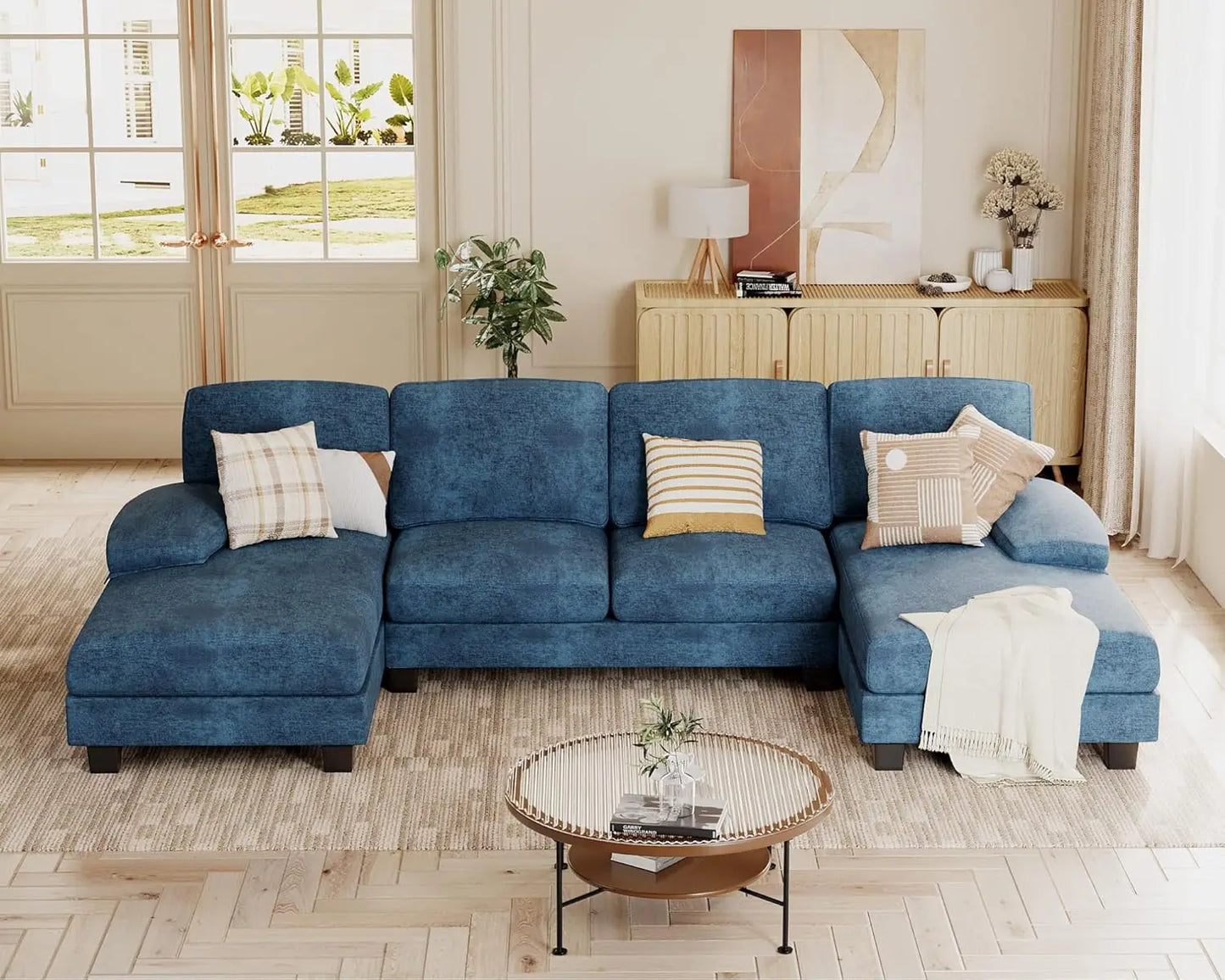 4 Seat Modern Sofa with Removable Pillows