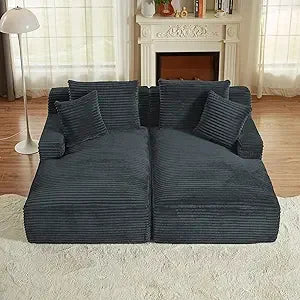 Oversized Chaise Lounge Sofa Bed with Throw Pillows and Armrests