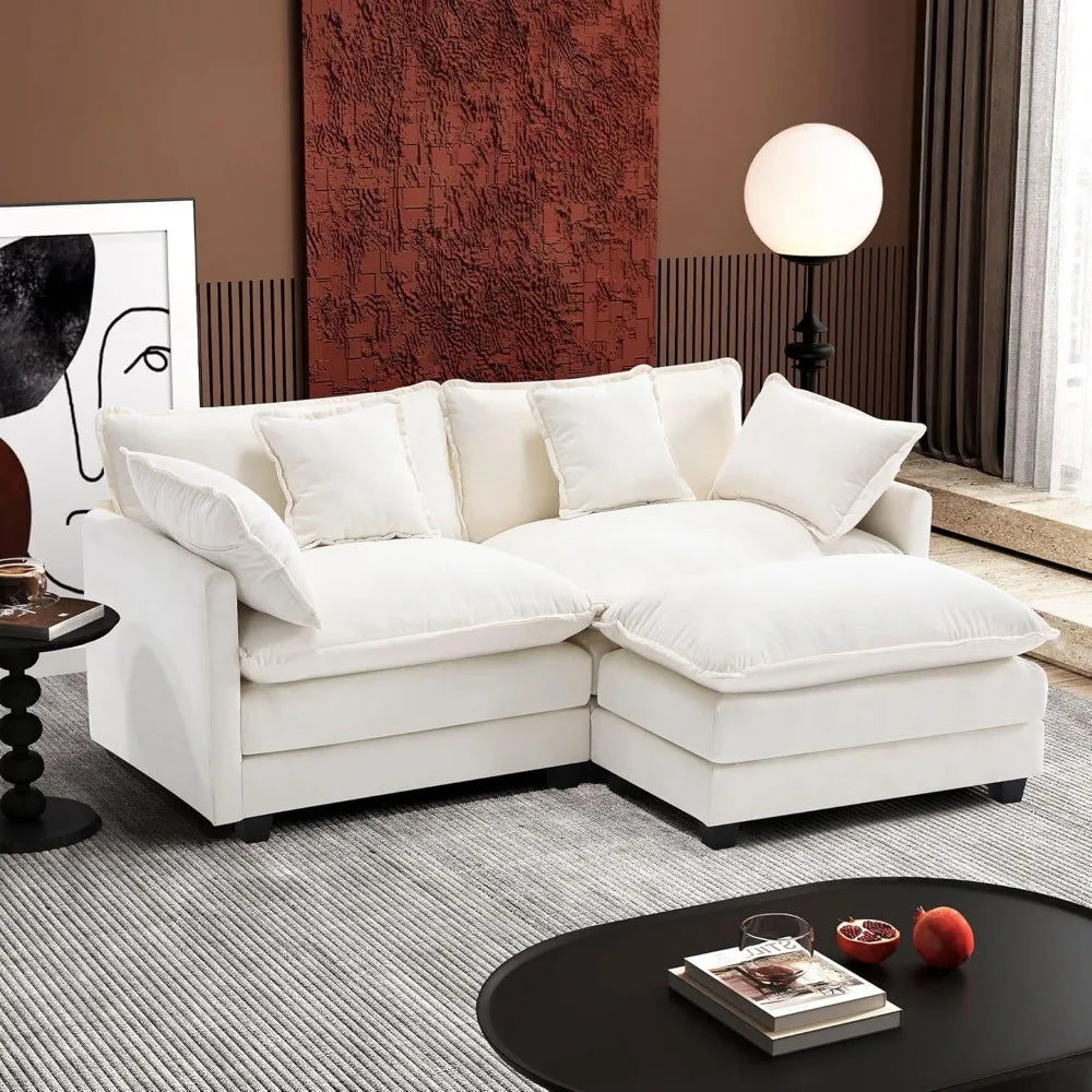 77" L Shaped Modern 3-seated Sofa Modular Sectional with Ottoman