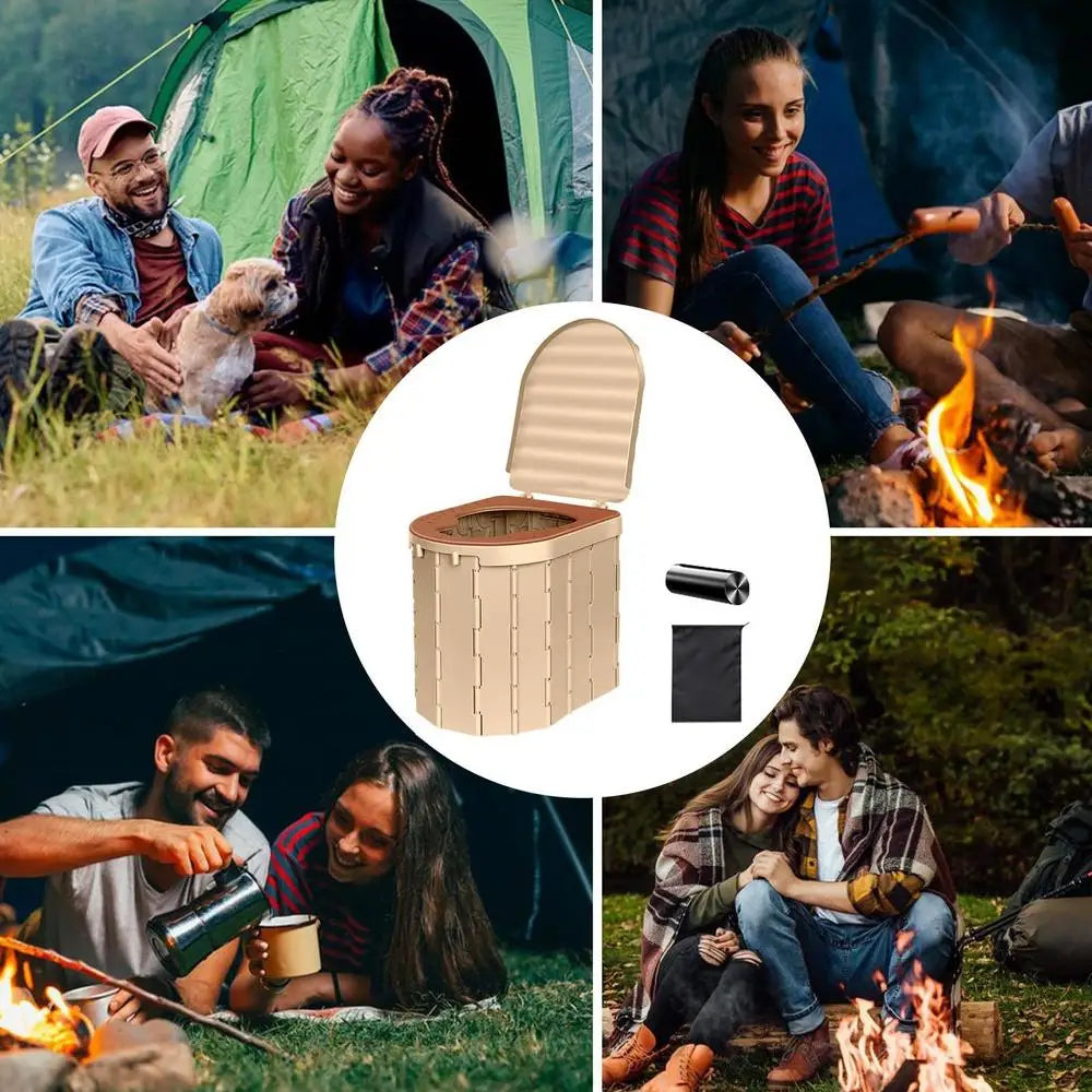 Folding Portable Potty Car Toilet With 15 Trash Bags
