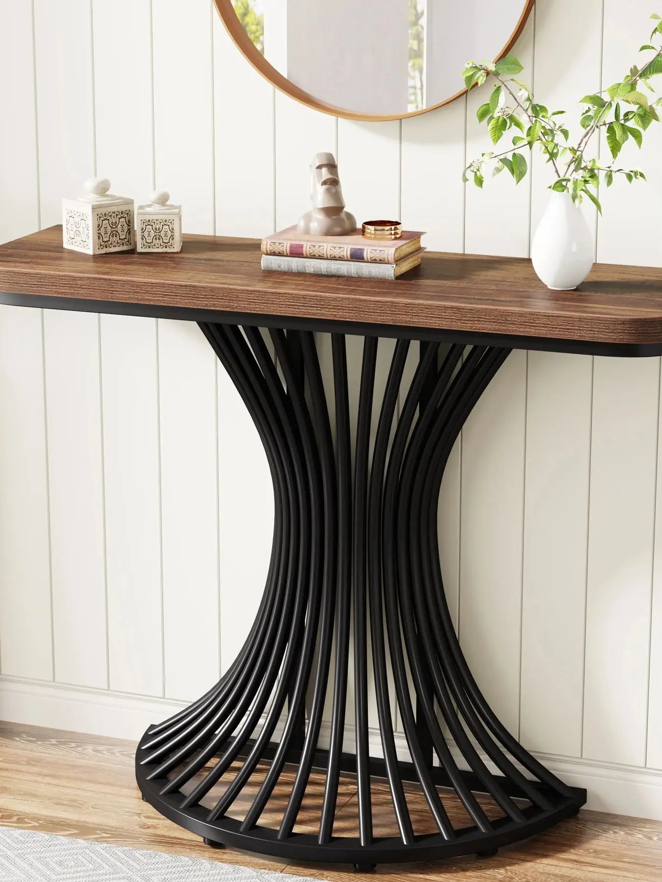 39-Inch Small Console Table with Metal Base