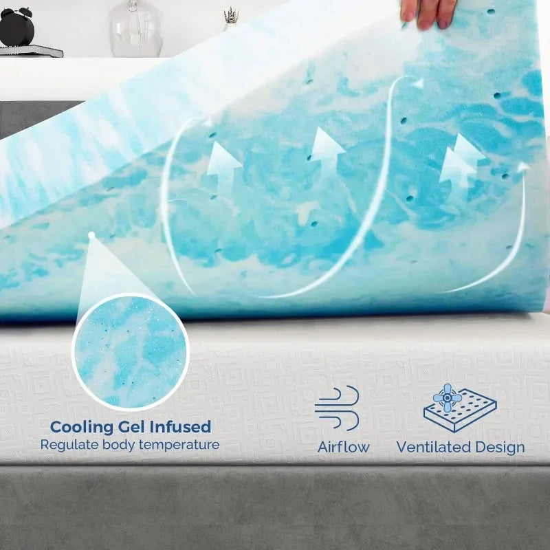 2 Inch Gel Memory Foam Bed Topper for Queen Size Bed