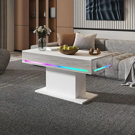 Modern High Glossy Wooden Coffee Tables with 16 Colors LED lights