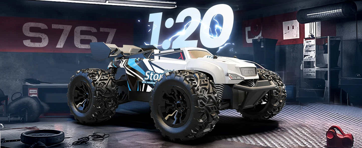 All-Terrain RC Truck: Age 8-12, 2 Batteries, 40 Min Play, Off-Road