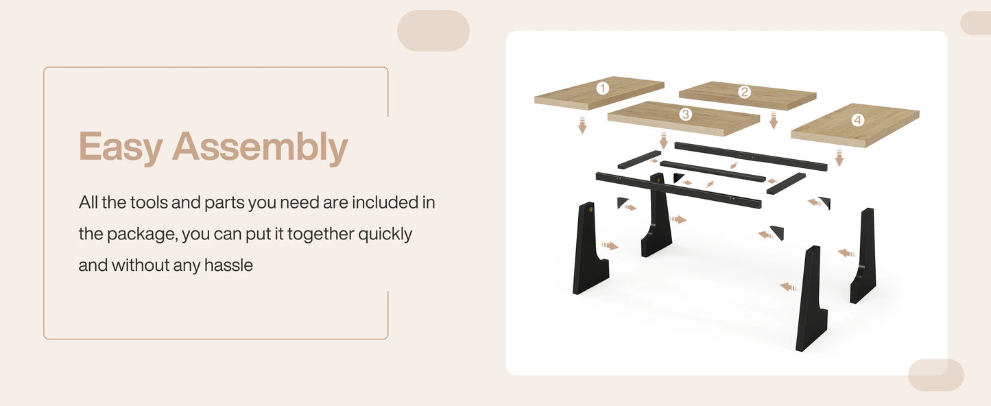 70.9-Inch Wood Rustic Rectangular Table with Black Wooden Legs