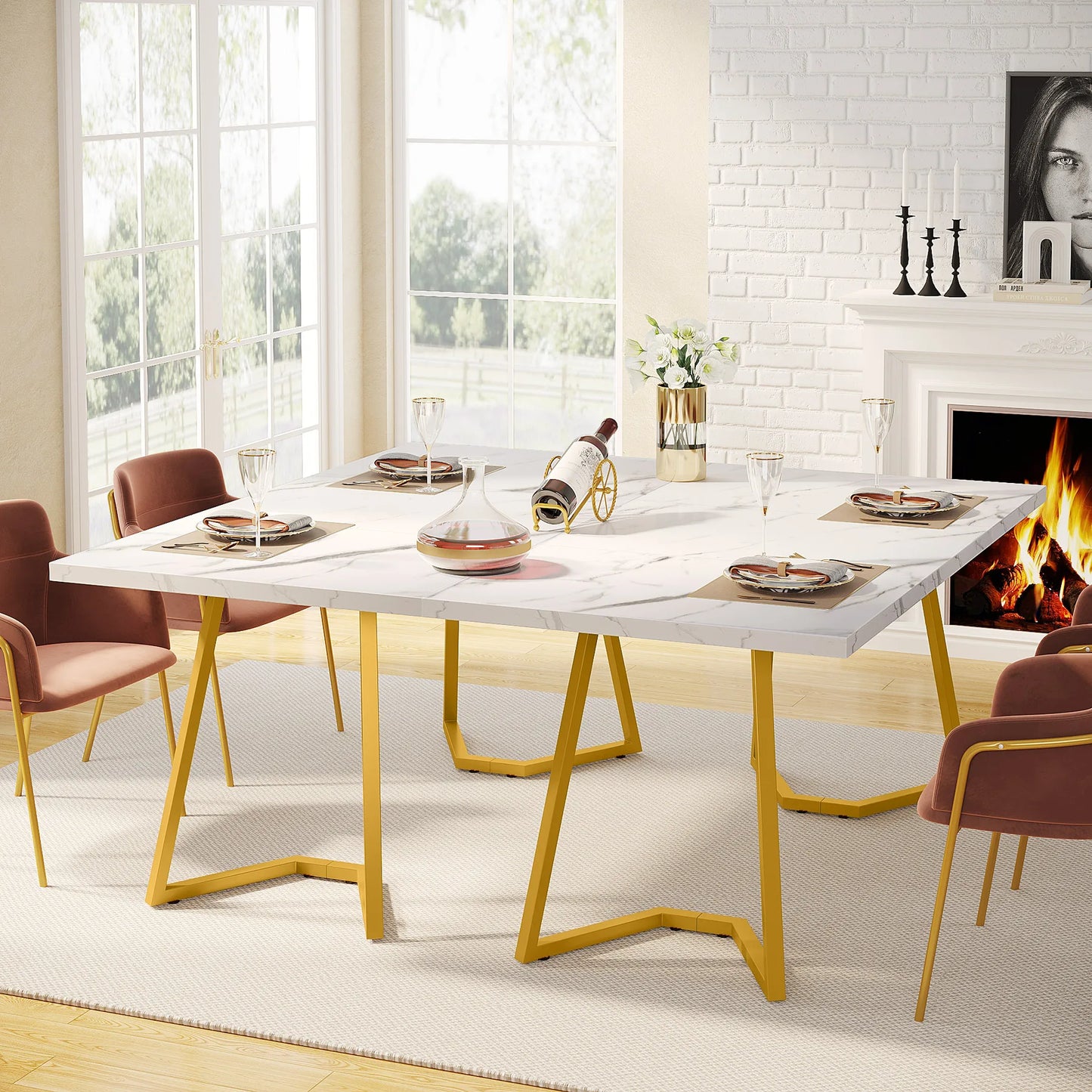63-Inch Rectangular Dining Table for 4 to 6 people