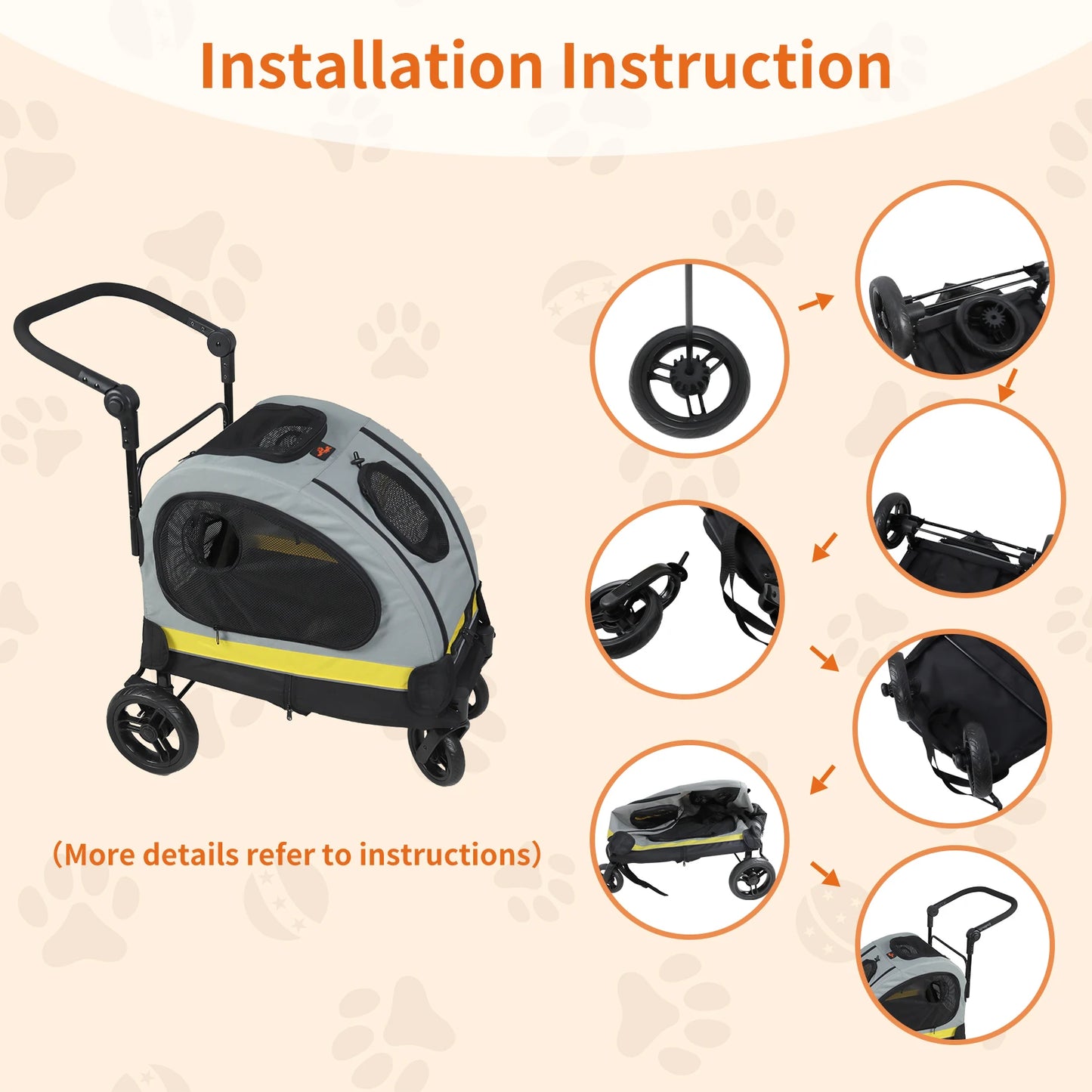 2-in-1 Travel Bracket with Detachable Handle Portable 4-Wheeled Puppy Cat