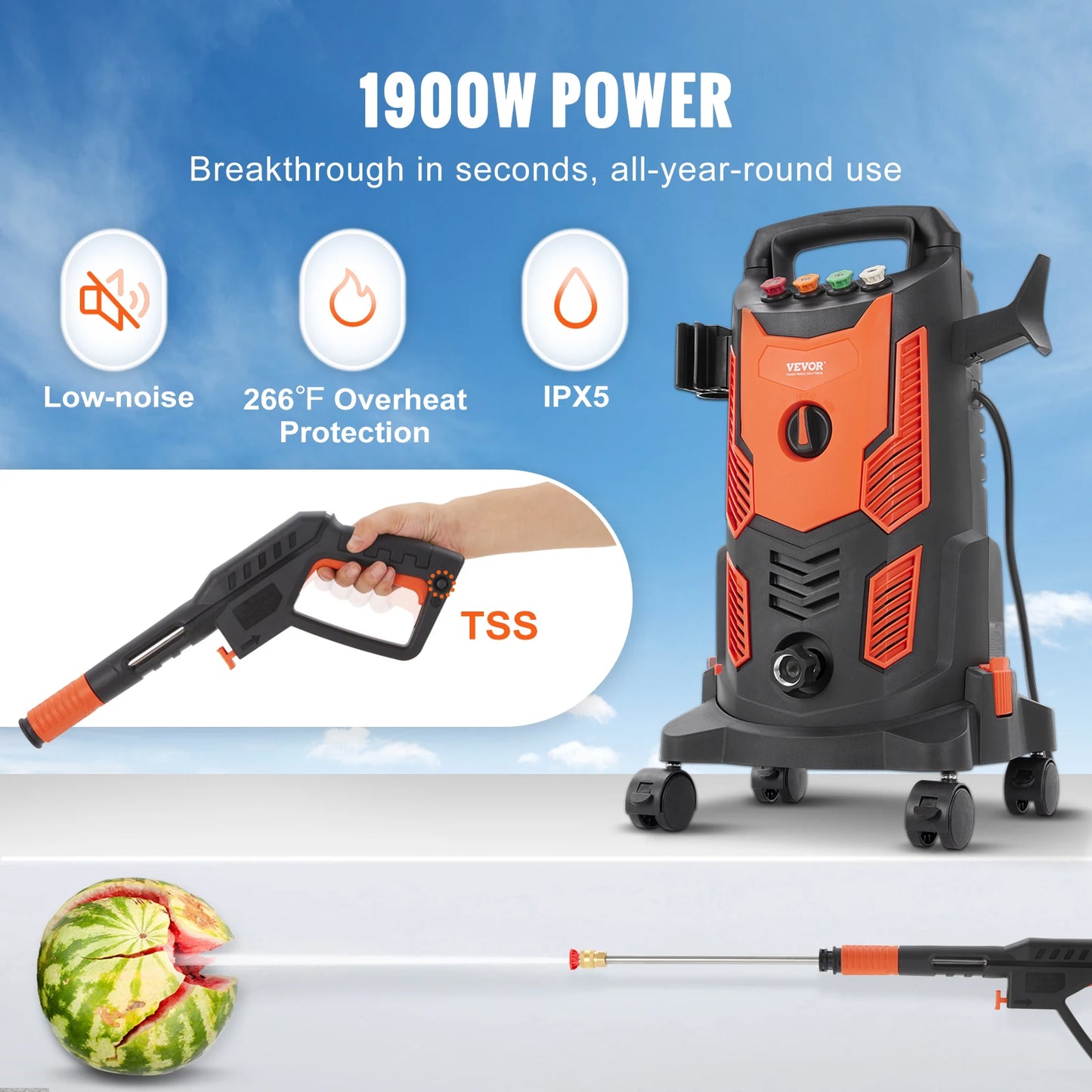 Electric Pressure Washer Power with Quick Connect Nozzles