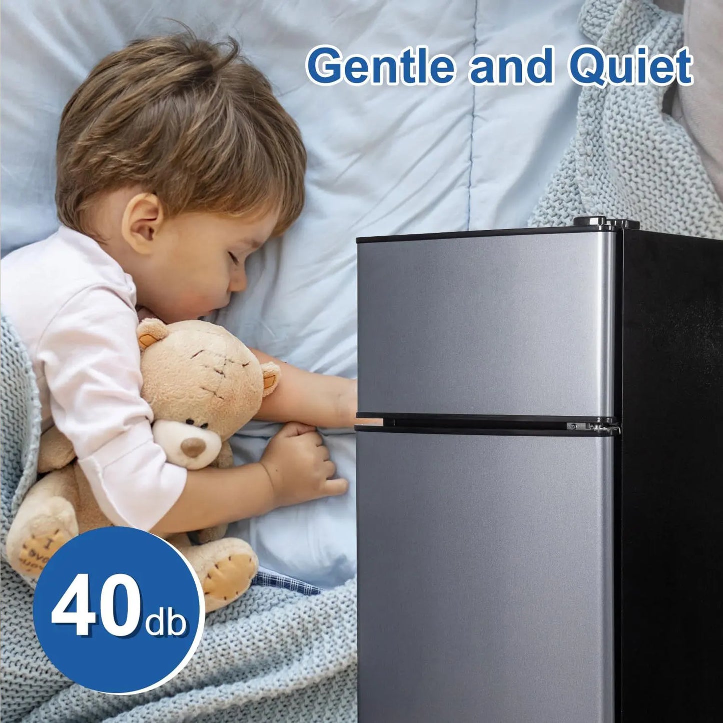 2.9 Cu.Ft Mini Fridge with Freezer, Low Noise.
