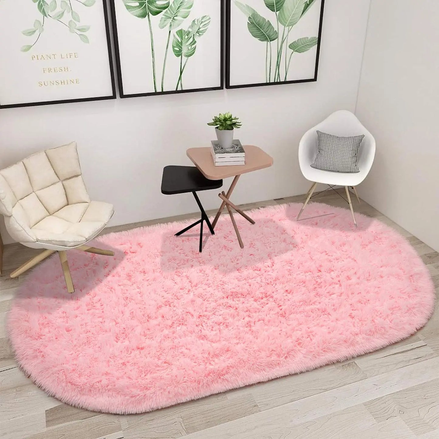 2.6 x 5.3ft Oval Fluffy Ultra Soft Area Rugs