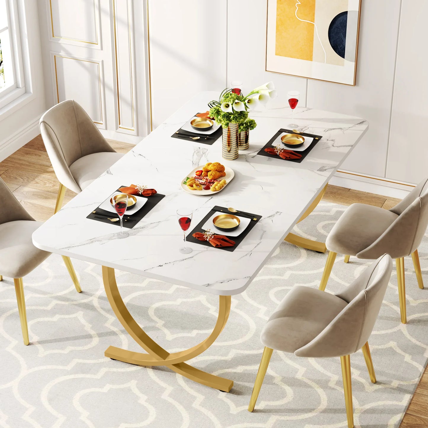 63-Inch Rectangular Dining Table for 4 to 6 people