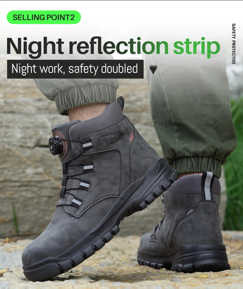 High Top Steel Toe Boots Slip Resistant Anti-Puncture