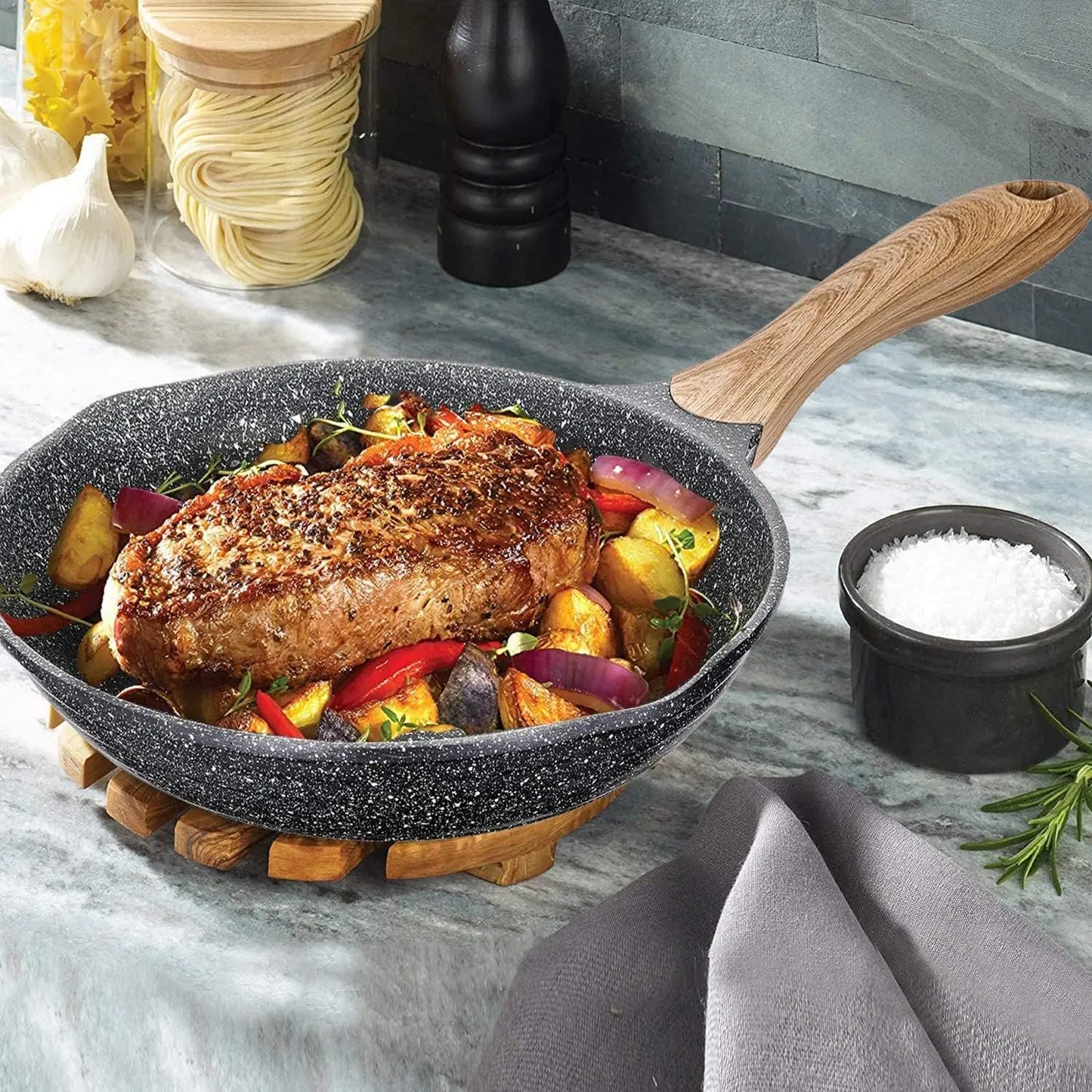 19 Pcs Pots and Pans Non-Stick Induction Cookware Sets