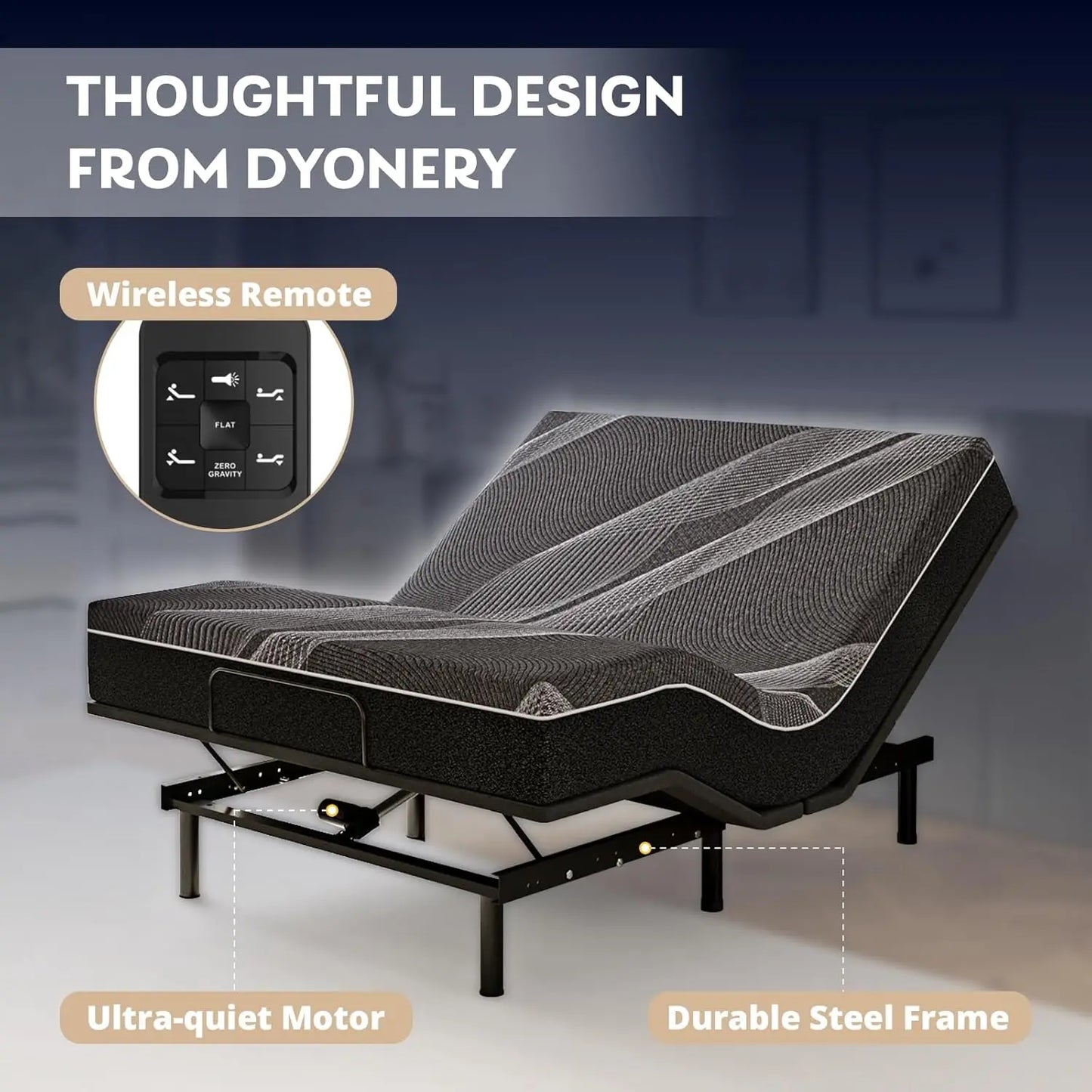 Twin XL Adjustable Bed Base Frame with Wireless Remote control