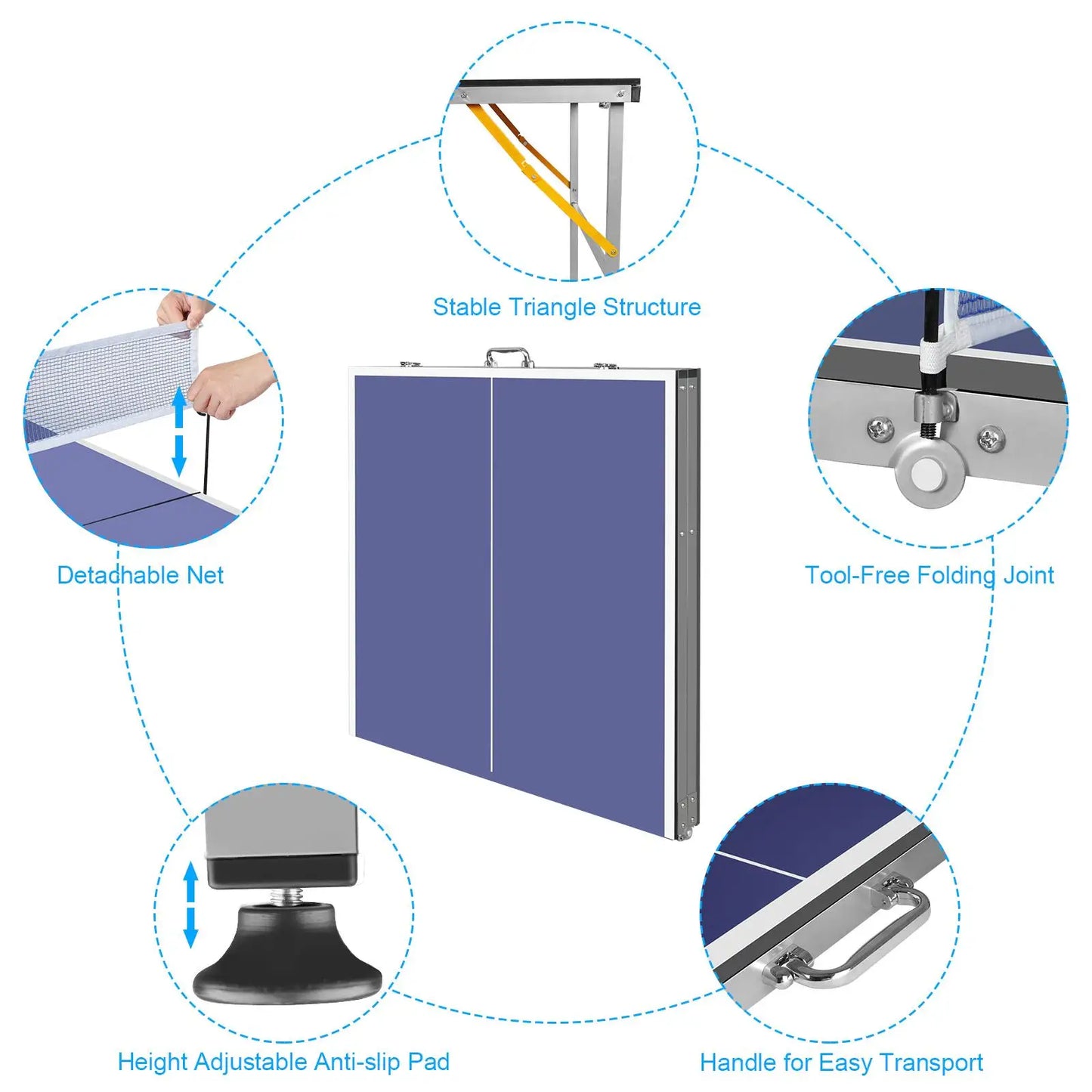 Portable 6ft Foldable Table Tennis Set - for indoors & Outdoors