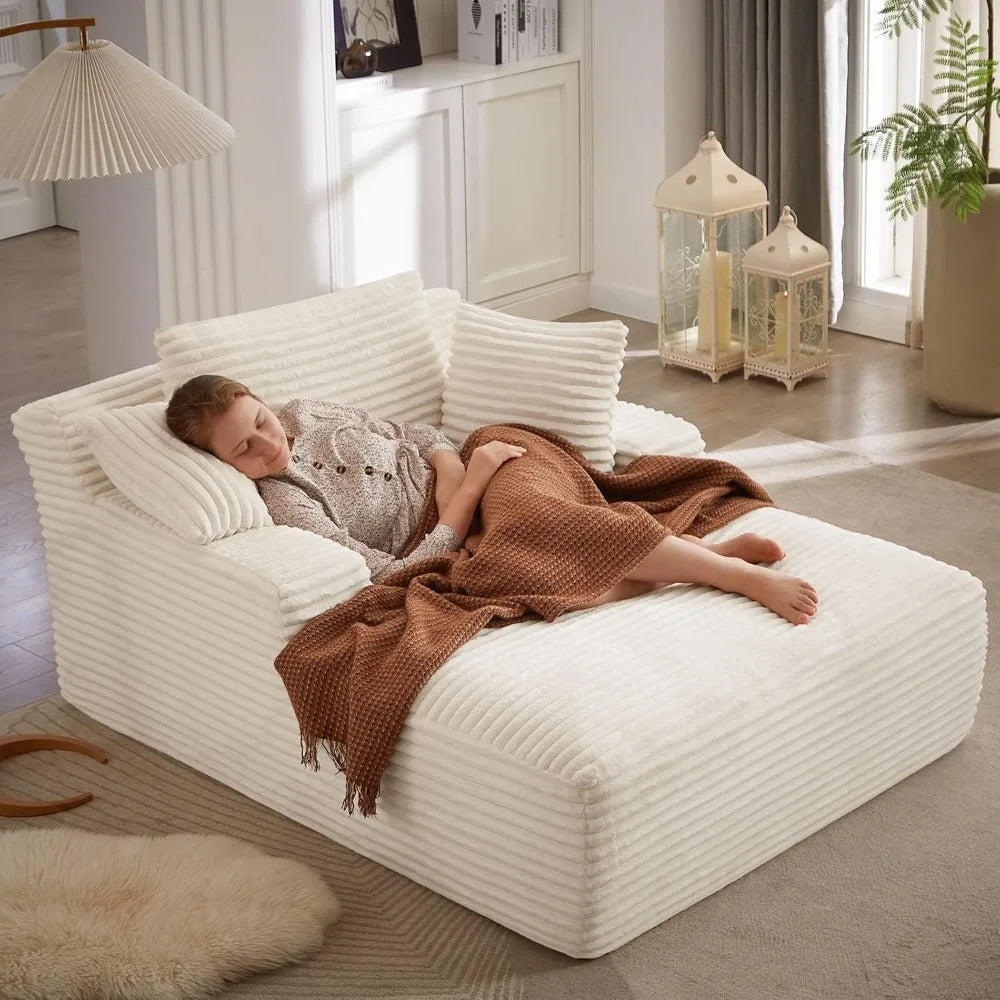Oversized Chaise Lounge Sofa Bed with Throw Pillows and Armrests