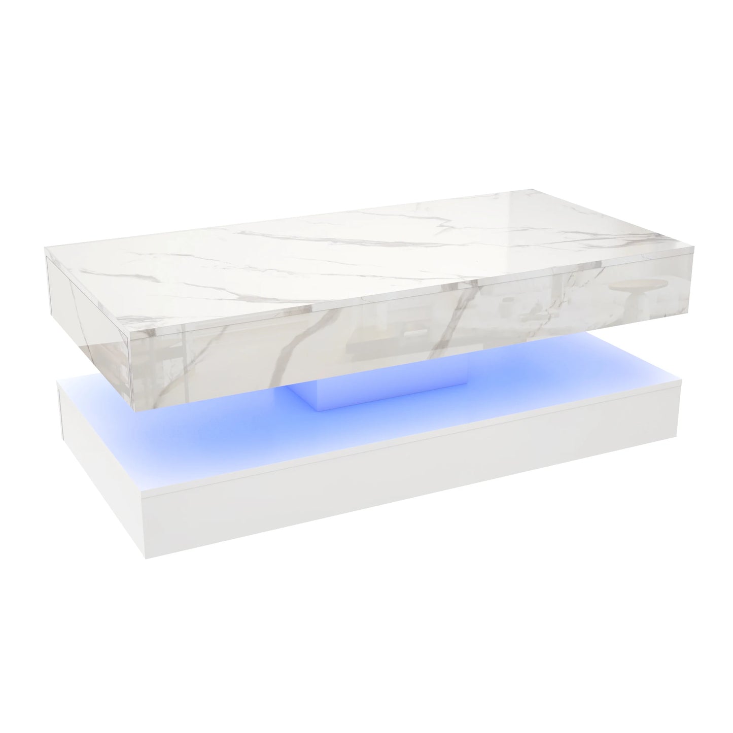 Double-Layer Design for Living Room Coffee Table with 2 Storage Drawers