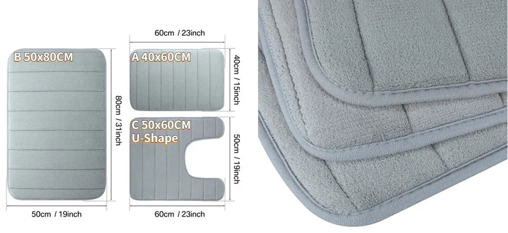 3-pc- Super Water Absorption Non-Slip Floor Rug