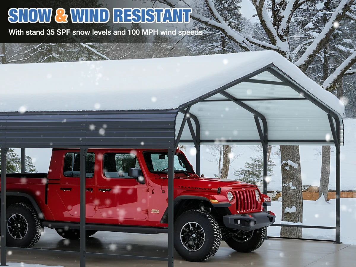 10x15~20x40FT Multi-Size Metal Carport with sturdy base