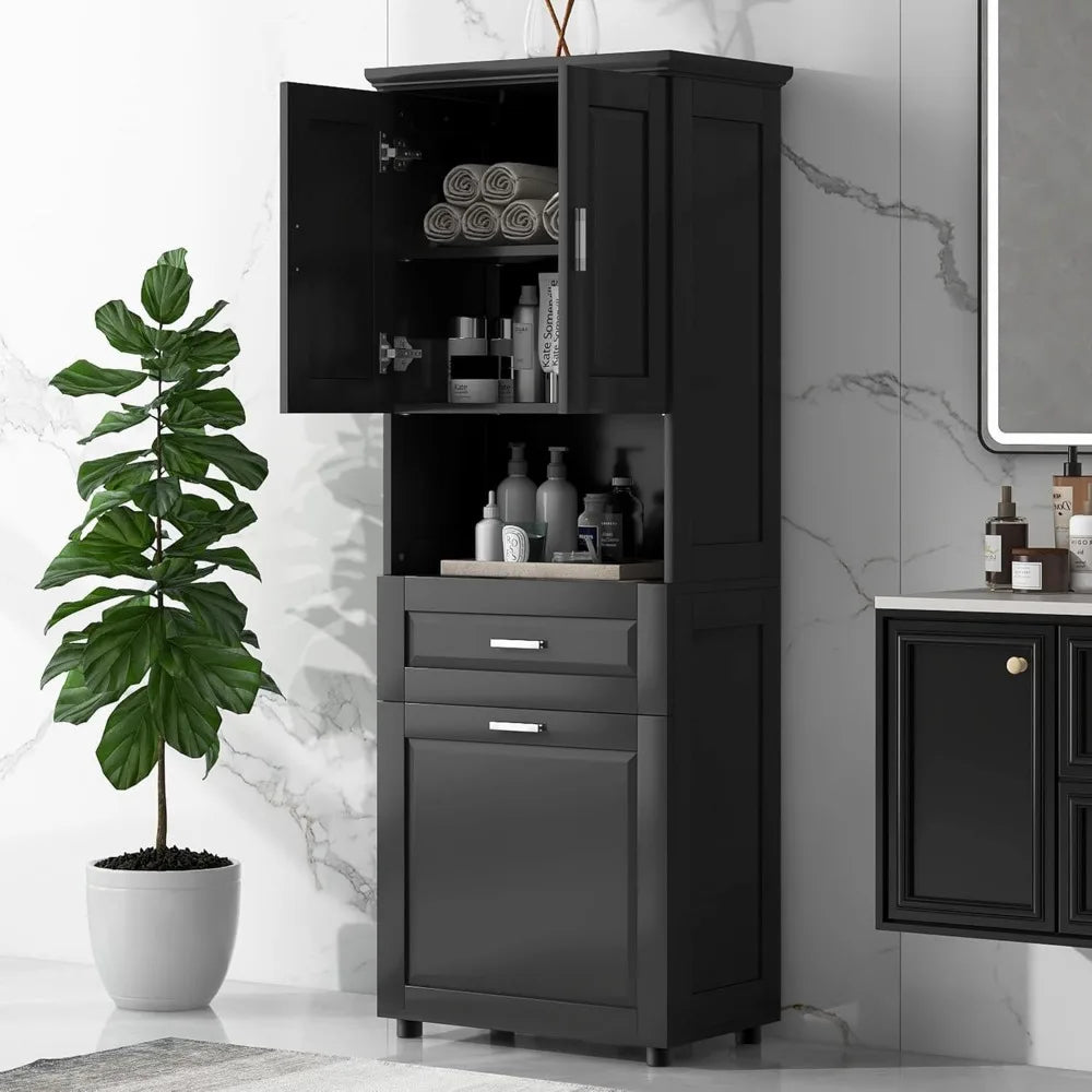 Laundry Cabinet with Tilt Out Laundry Hamper and Drawers