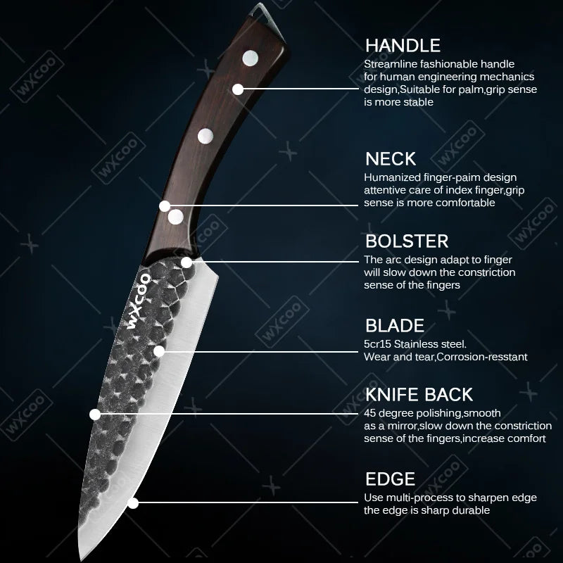 8PCS Stainless steel Professional Kitchen Chef Knife Set