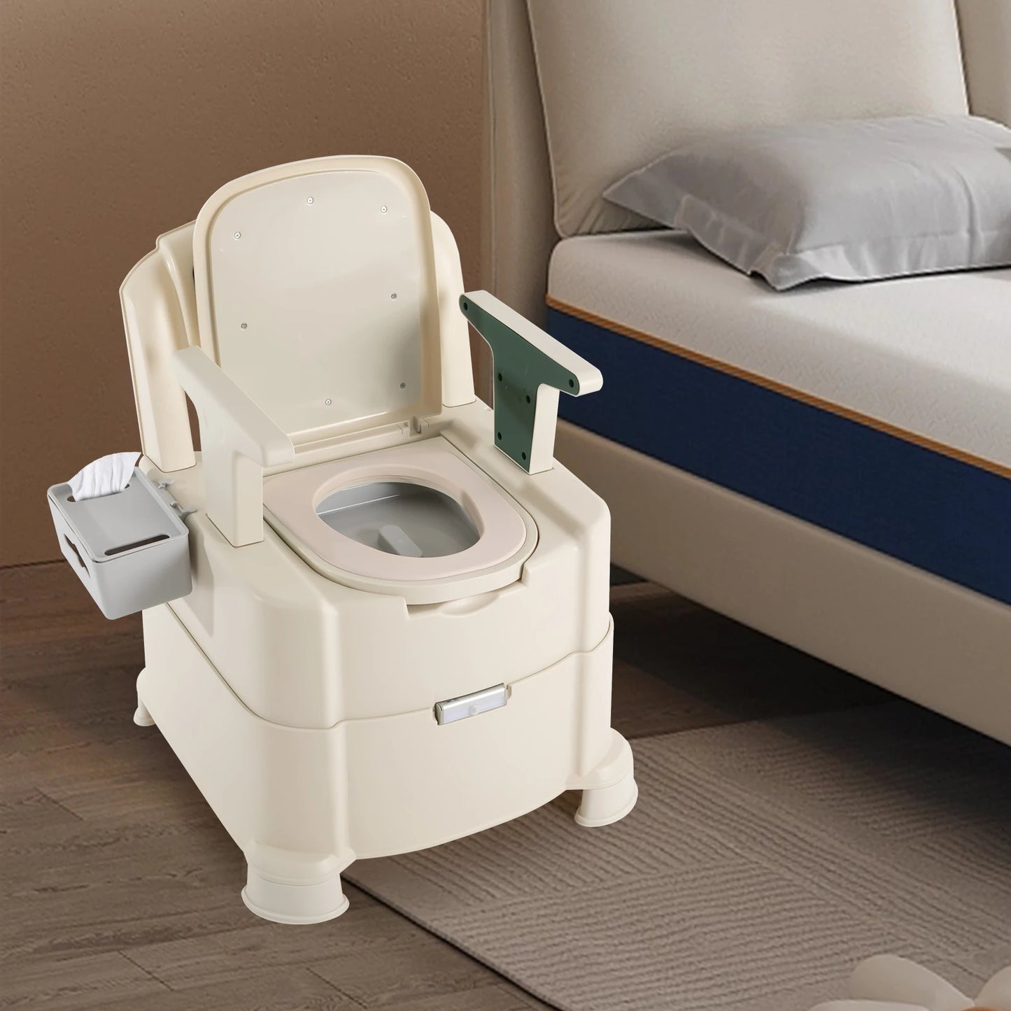 Bedside Commode Toilet with Sensor Night Light