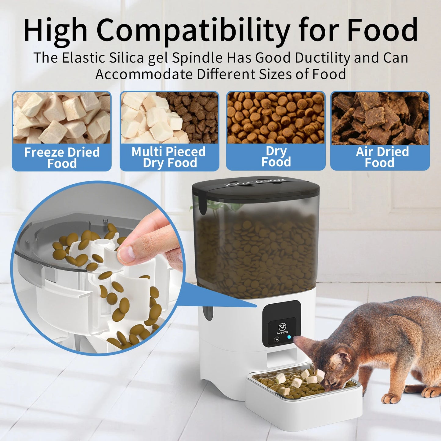 Smart Automatic Cat Wi-Fi Pet Feeder with APP Control for Remote Feeding