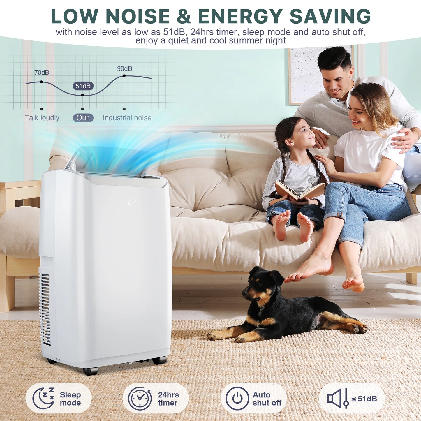 12000 BTU Portable Room Air Conditioners with Multi-Speed Fan