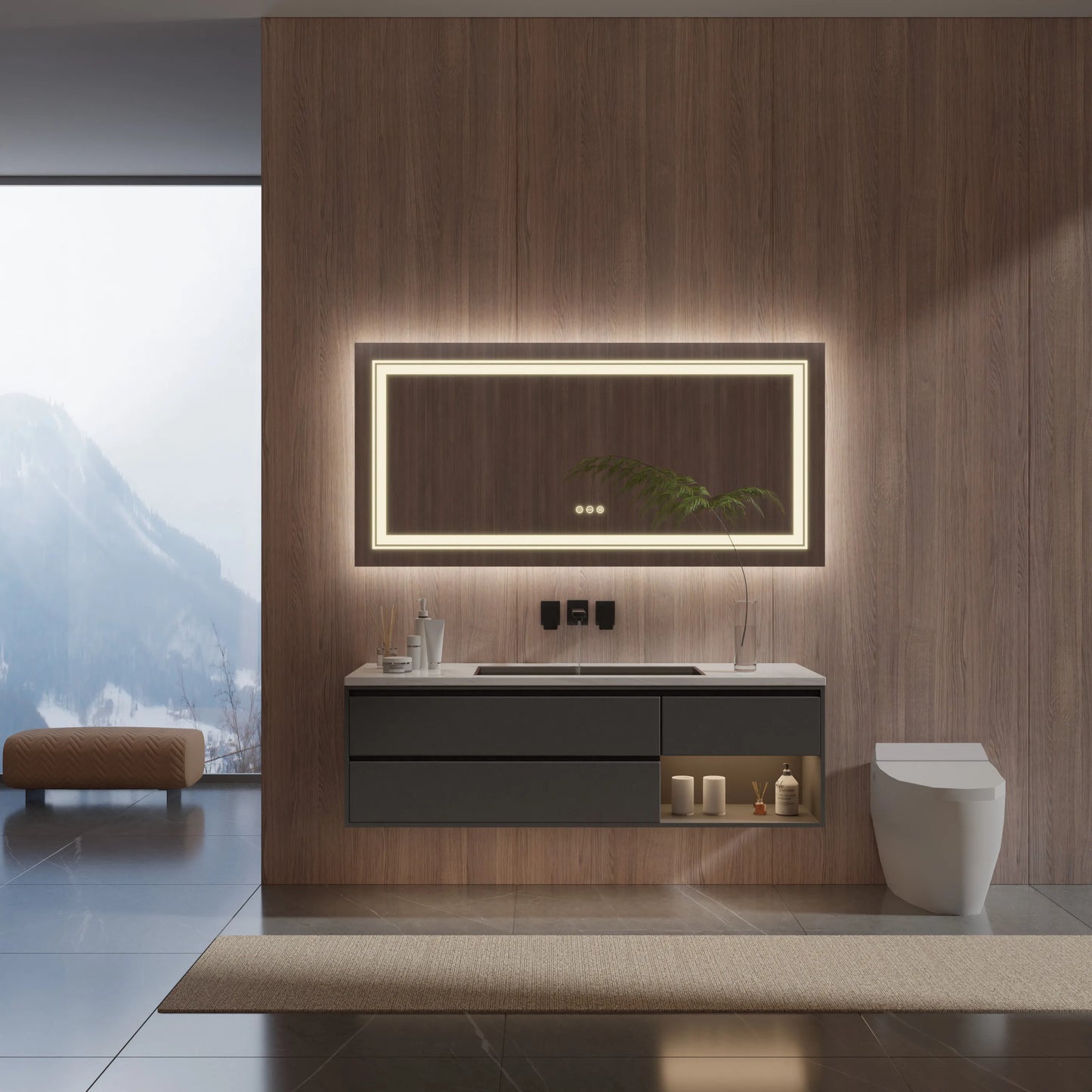 40x24 Inch LED Mirror with Front Light and Backlit