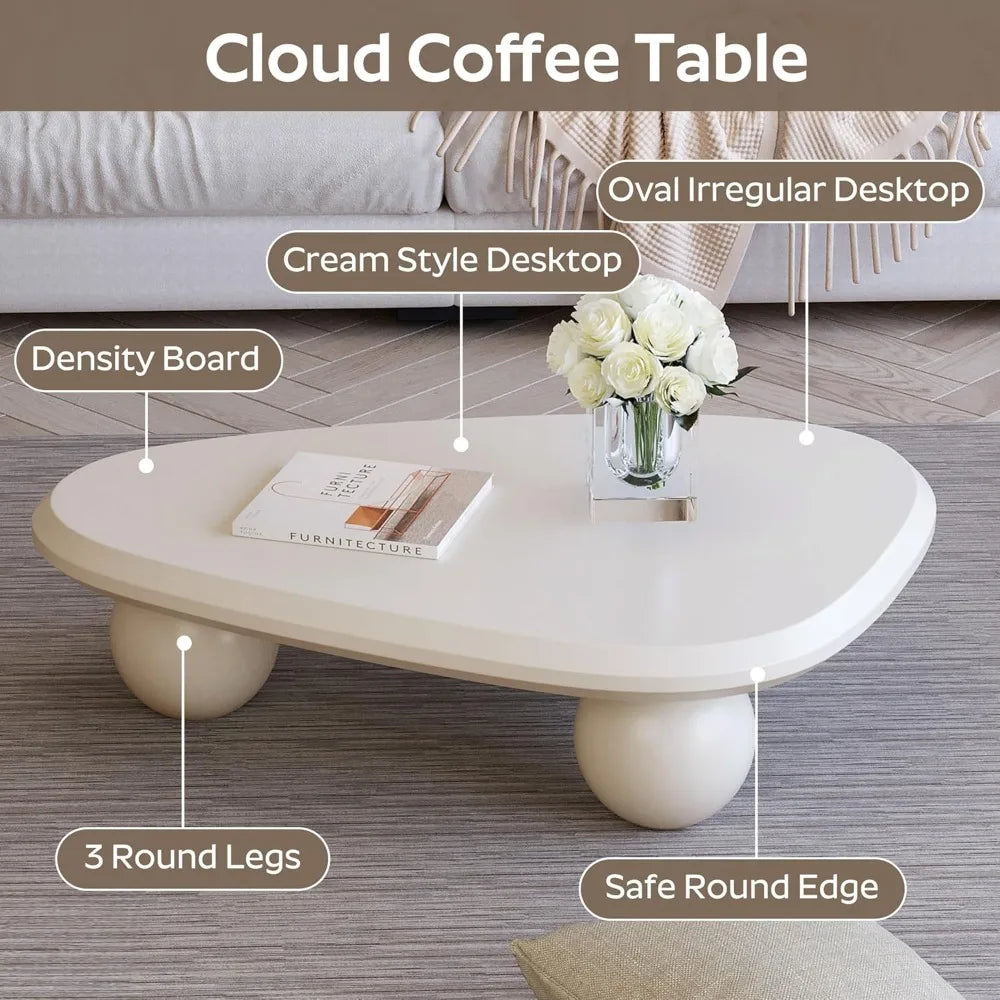 Irregular Coffee Table with 3 Round Legs