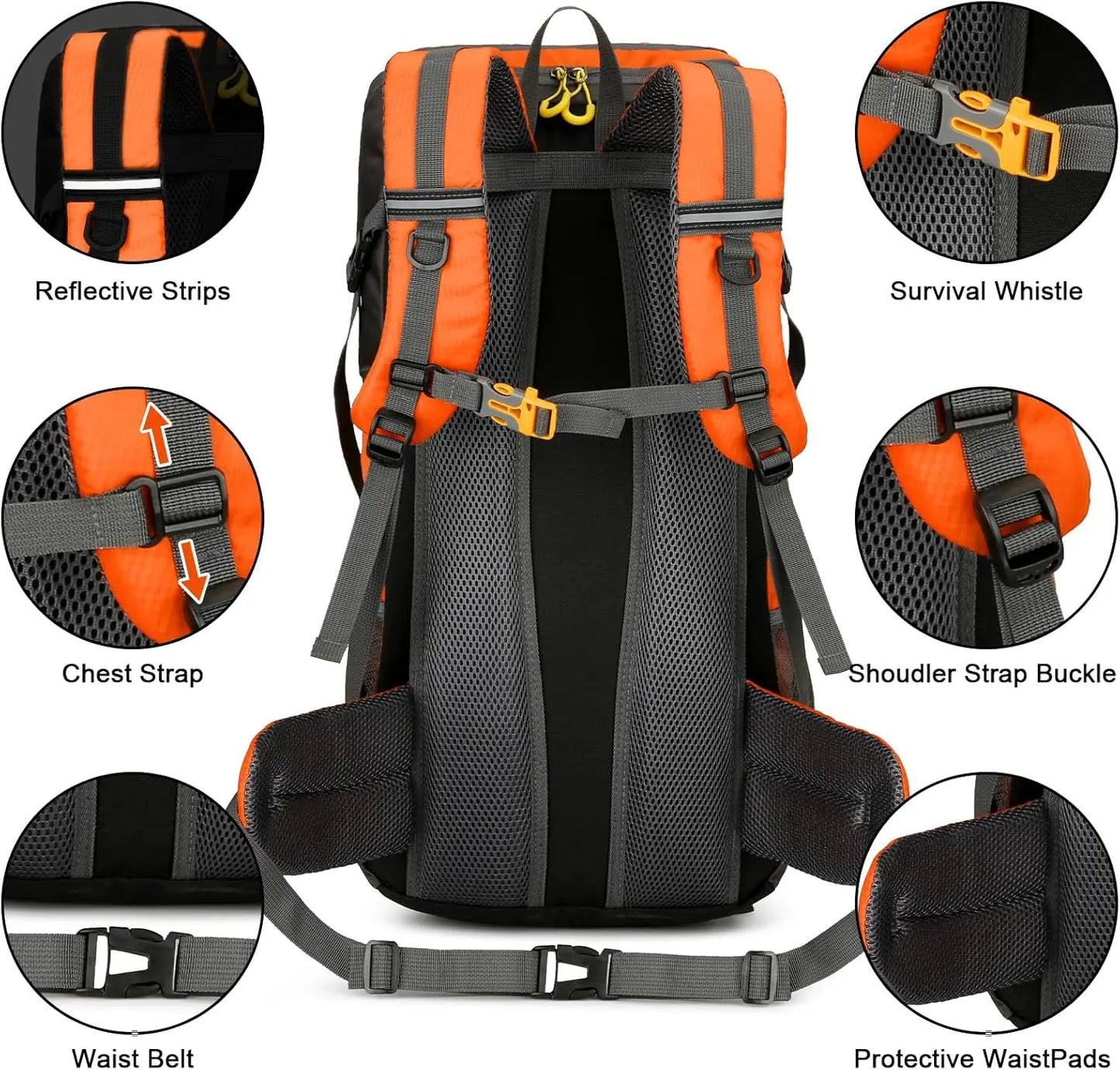 50L Lightweight Travel Backpack with Rain Cover for Hiking