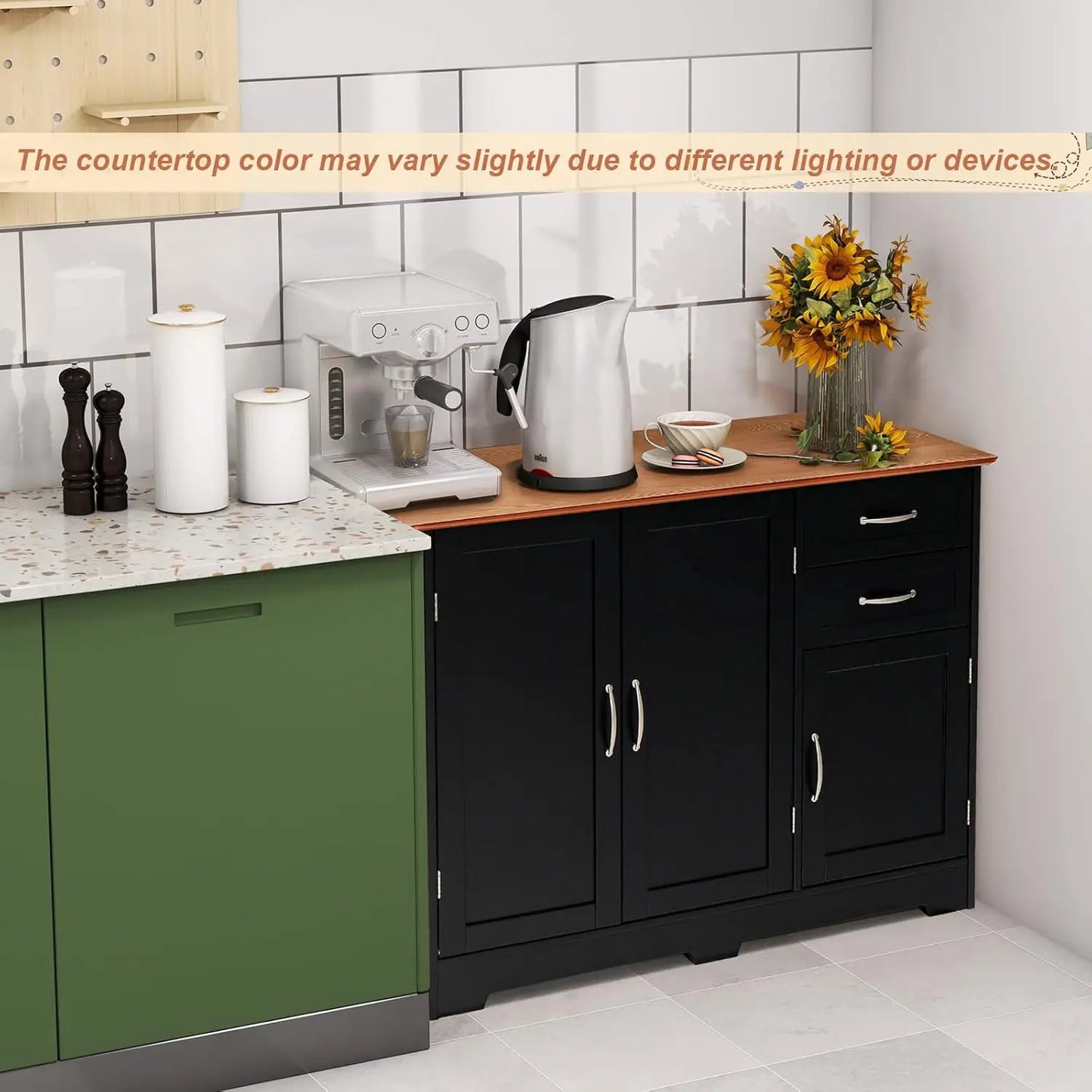 Buffet Cabinet With 3 Doors, 2 Drawers & Adjustable Shelf Console