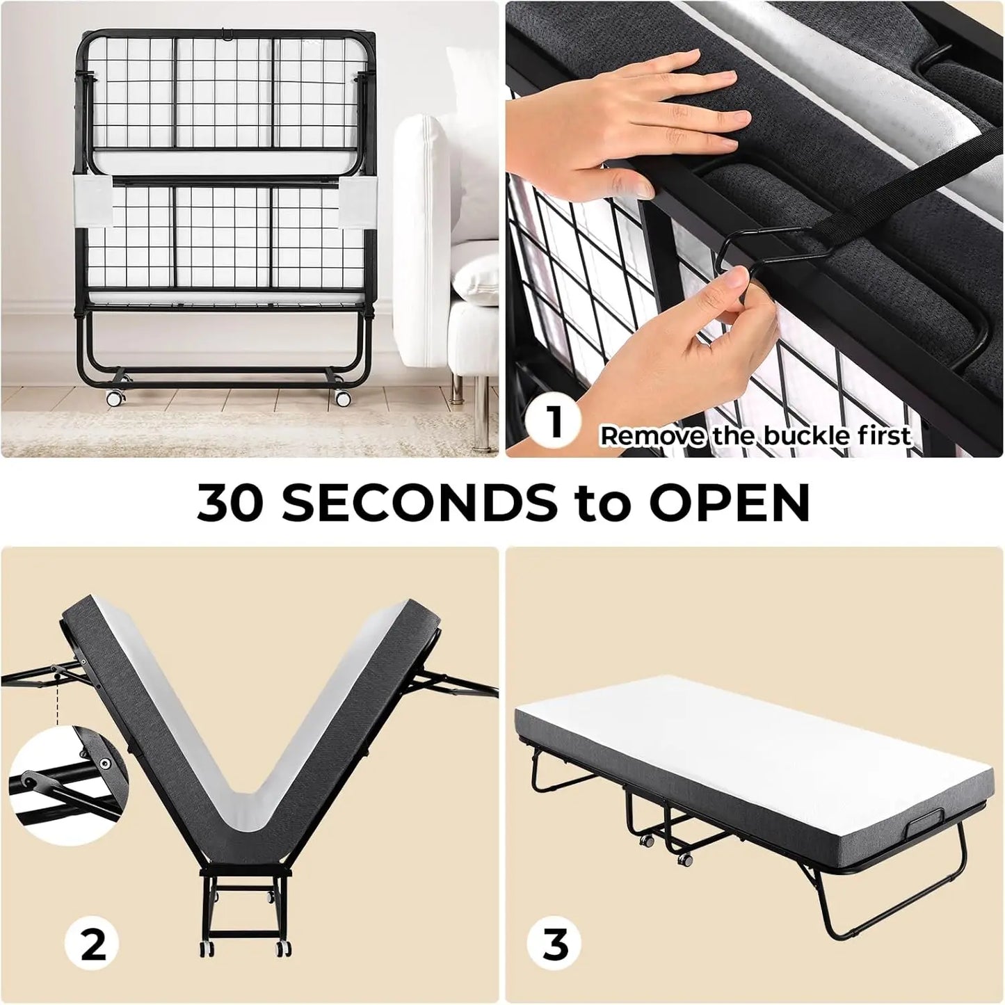 Rollaway Folding Bed with Mattress