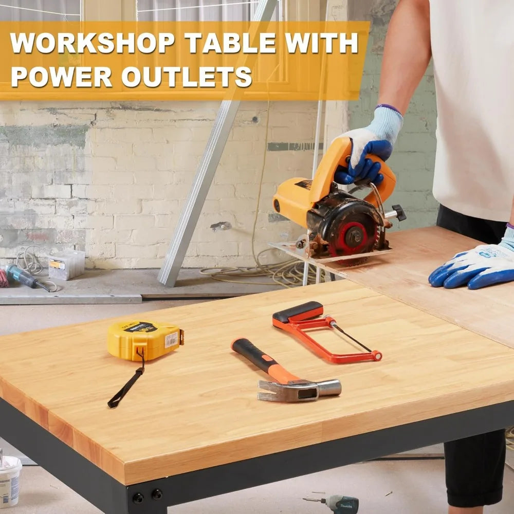 60" 2000 Lbs. Capacity Height Adjustable Workbench with Power Outlets