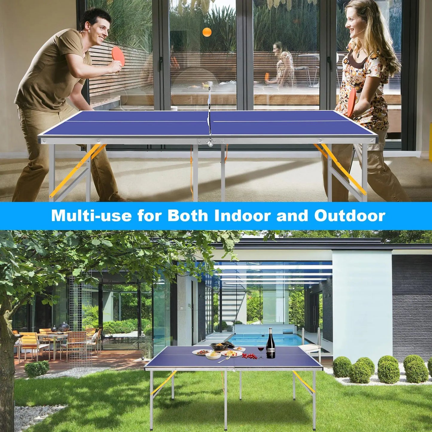 Portable 6ft Foldable Table Tennis Set - for indoors & Outdoors