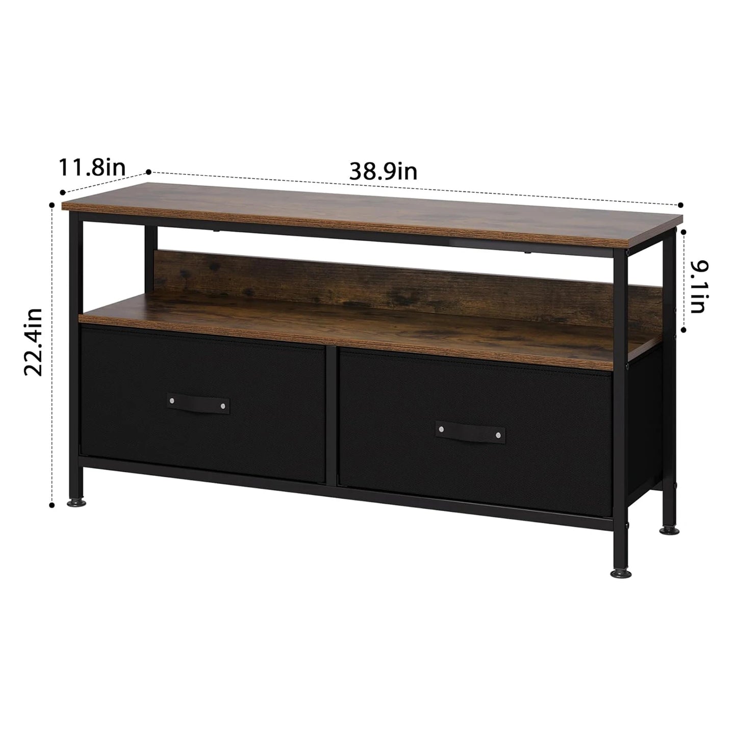 TV Media Console Table with Drawers and Shelves